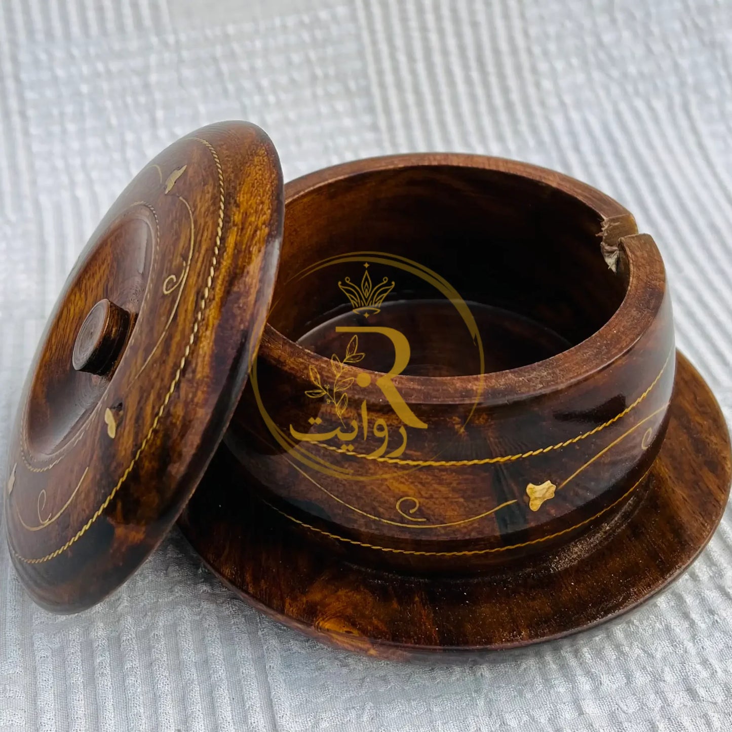 Antique Handcrafted Wooden Sugar Dan with Brass Work